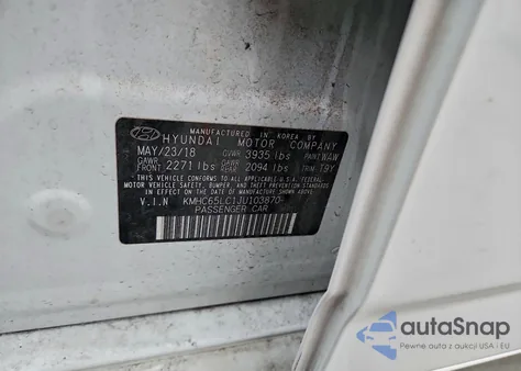 2018 Hyundai Ioniq Blue from USA, damaged, VIN KMHC65LC1JU103870